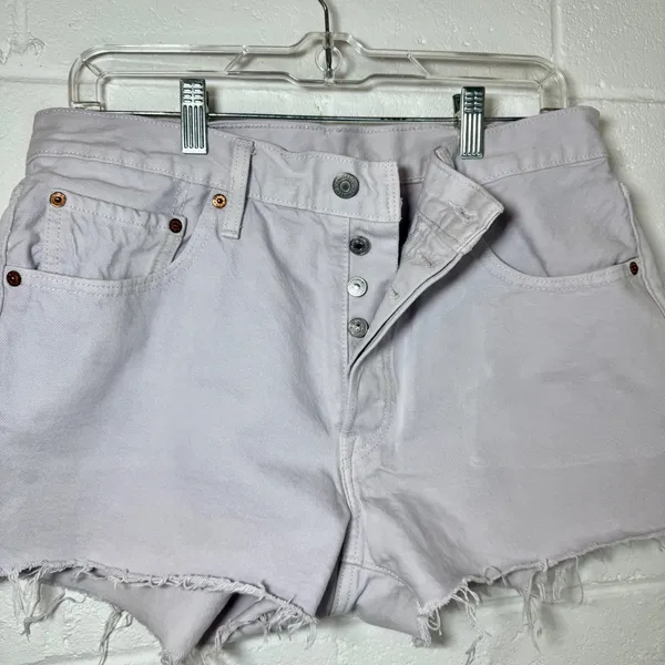 Levis 501 Button Fly Lavender Jean Cutoff Shorts - Image 5
