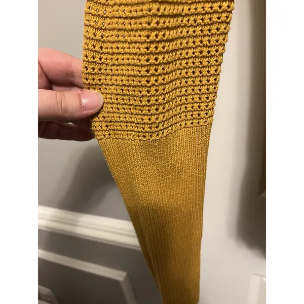 AKINI Dark Yellow Crewneck Cotton Blend Sweater With Side Zip Size M - Image 3