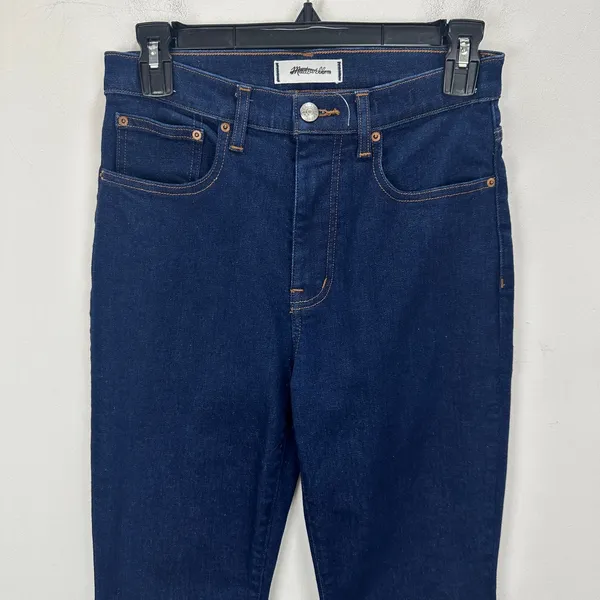 NEW Madewell The Stretch Flare Jean Rinse Wash Dark Blue High Rise US 26 - Image 7