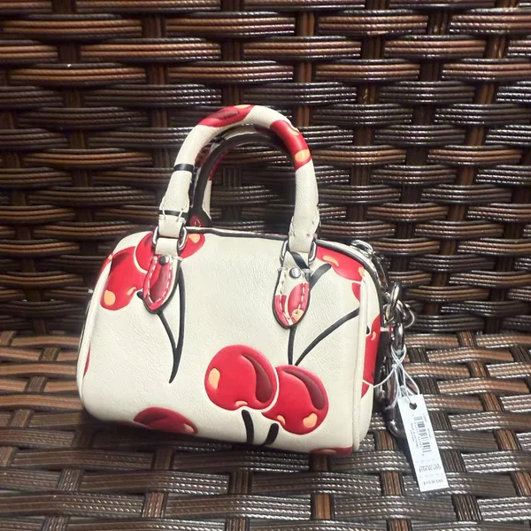 coach Mini Rowan Bag Charm With Cherry Print cz082 - Image 2