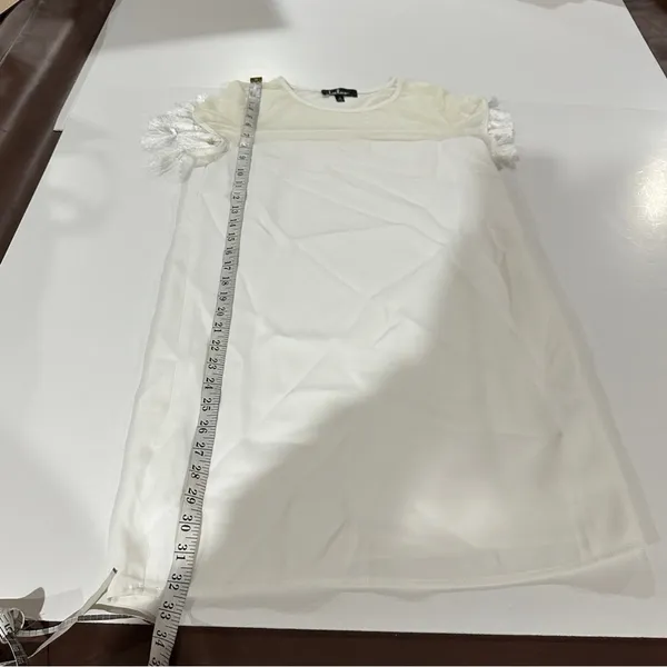 Lulus‎ Iced Latte White Short Sleeve Tassel Shift Dress Size S - Image 13