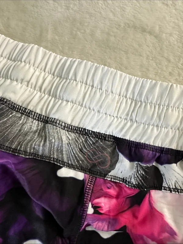 CALIA White Athletic Shorts with Pink & Purple Floral Print - Image 8