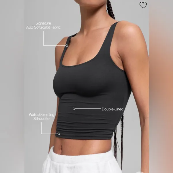 Alo Yoga NWT Softsculpt Precision Tank Top in Black Size S - Image 3