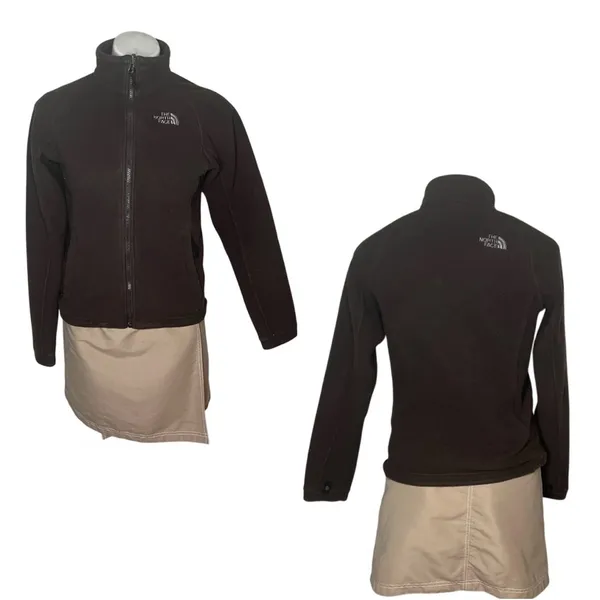 THE NORTH FACE Brown Fleece Jacket Full Zip Signature Logo Womens Size Small - Image 9
