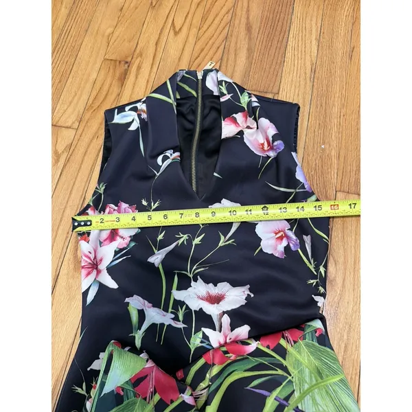 Ted Baker Jalita Black Floral‎ Midi Dress Size Small/2 - Image 9