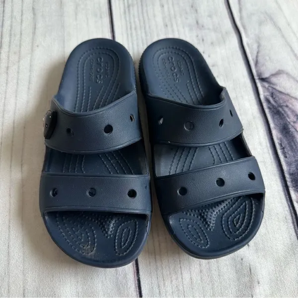 Crocs‎ Classic Unisex Navy Blue Slide Foam Cushion Footbed Women's 6 Men/Youth 4 - Image 2