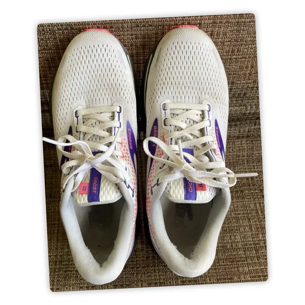 Brooks Womens Ghost 14 1203561B192 White/Purple Running Shoes Sneakers Size 10 B - Image 3