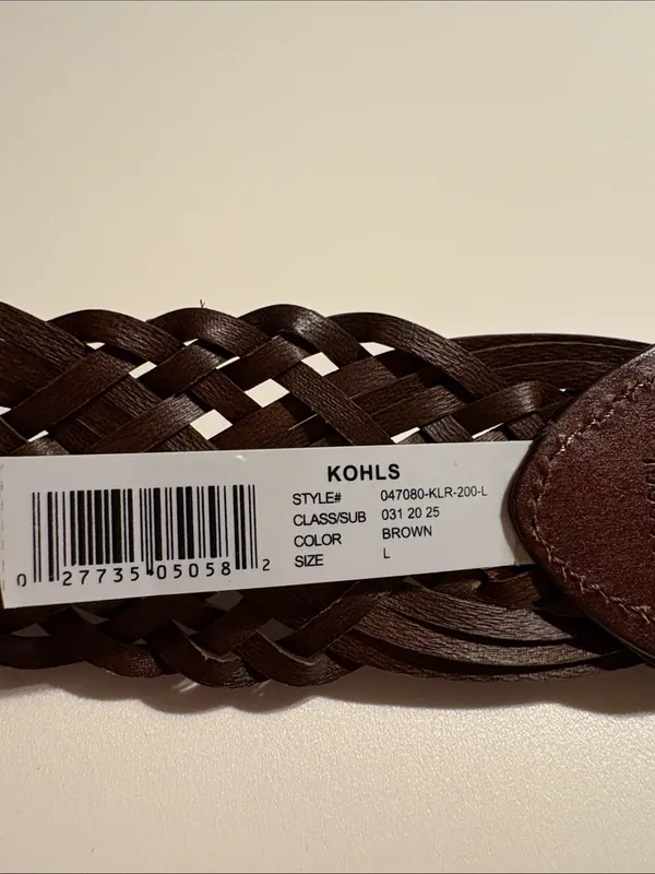 SONOMA womens Braided Leather Belt in Dark Brown with Brass Buckle nwt Sz Large - Image 4
