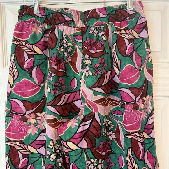 100% Linen Cynthia Rowley Palazzo Pant MED 30x28 Tropical Floral‎ Flowy Loose - Image 6