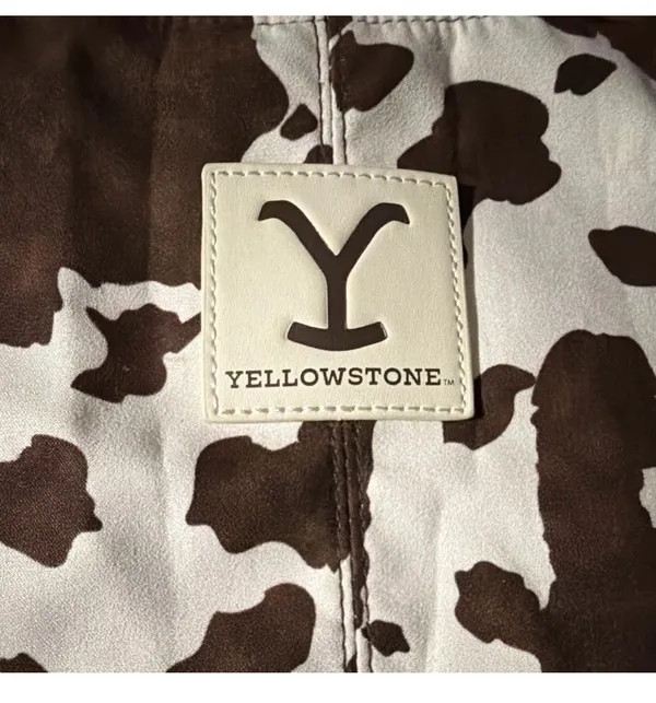"Yellowstone" TV Show Faux Leather Cow Print Brown & White Hobo ToteBag New - Image 3