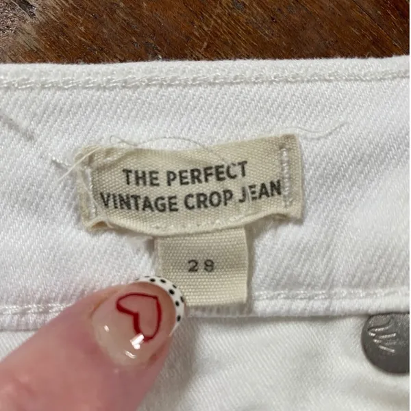 Madewell The Perfect Vintage Crop Jean‎ White Button Fly Raw Hem L3908 Womens 28 - Image 9