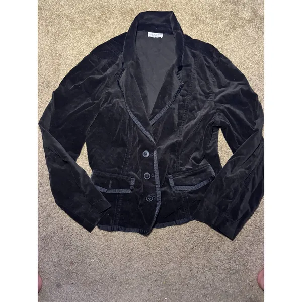 Ann Taylor Loft Black Velvet Blazer - Size 2‎ / 4 - Image 2