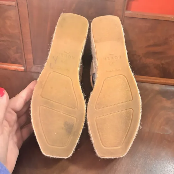 Boden Beige Leather Espadrille Platform Wedge‎ Sandals Women's EU 38 US 7.5 8 - Image 6