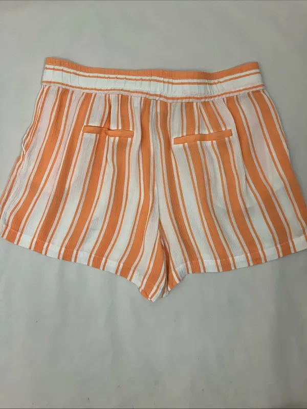 Michael Kors Orange & White Striped Drawstring Dress Shorts Woman’s Size Large - Image 6