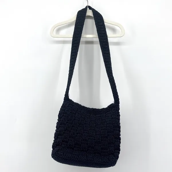 The Sak Black Crochet Hobo Bag Shoulder Bag Handbag‎ Casual Purse 10x9 - Image 3