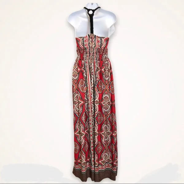 Takara Long Maxi cottagecore Dress w/ beautiful braided straps y2k geometric - Image 2