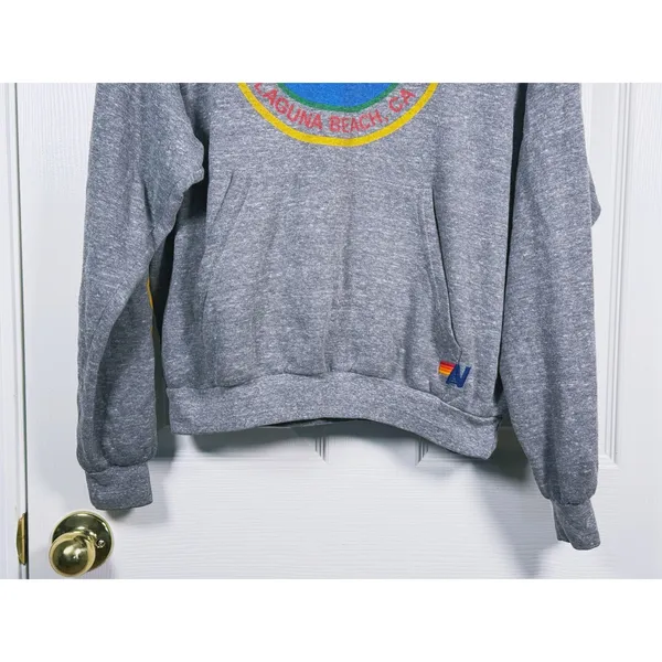 Aviator Nation Venice Graphic Hoodie Size Small Gray Laguna Beach 90s Streetwear - Image 6