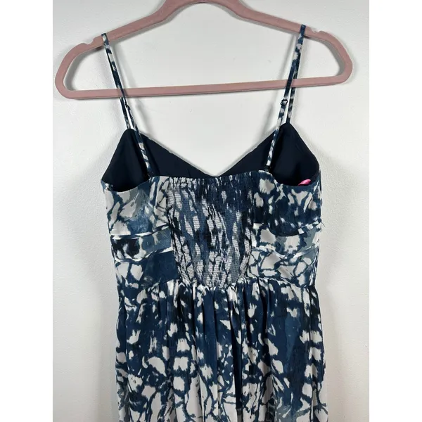 Betsey Johnson Size 6 Maxi Dress Womens Tie Dye‎ Deep V Blue White Sweetheart - Image 4