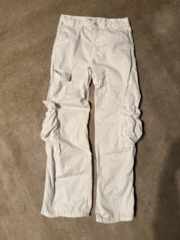 Zara White Cargo Pants Size 4 - Image 2