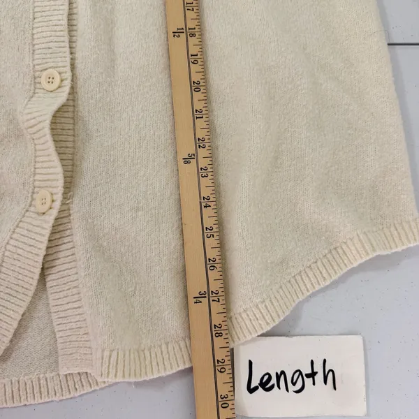Aerie Button Front Cardigan Womens Small Mock Neck Pocket Knit Cream Oversized - Image 8