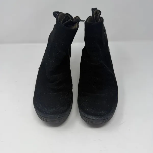Fly London Suede Wedge Ankle Boots Black Lace Up Back Women Size 38 - Image 2