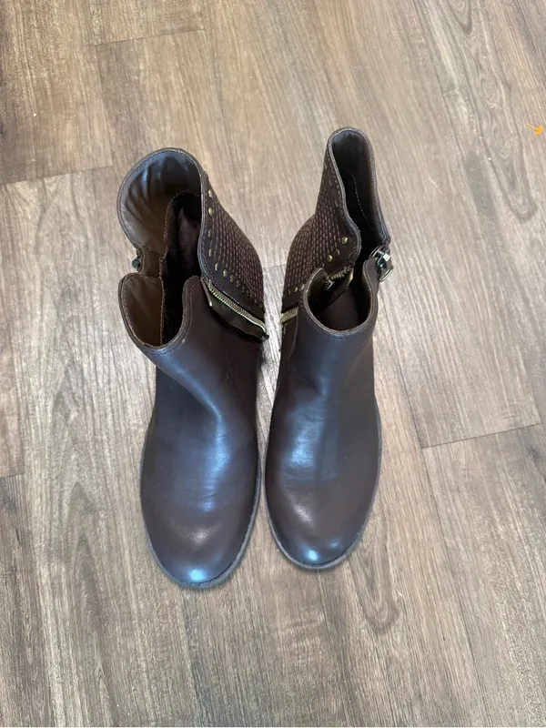 Fergalicious Dark Brown Studded Leather Ankle Boots - Image 2