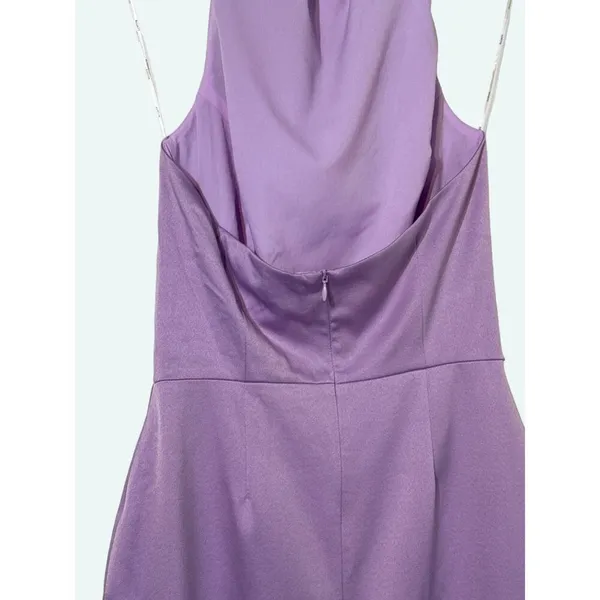 Elliatt Asymmetric Satin Cocktail Midi Women's Dress Lilac Size Small - Image 6