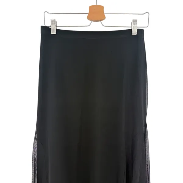 Tadashi Shoji Vintage 90s Sheer Mesh Overlay Formal Maxi Skirt Black Size Medium - Image 2