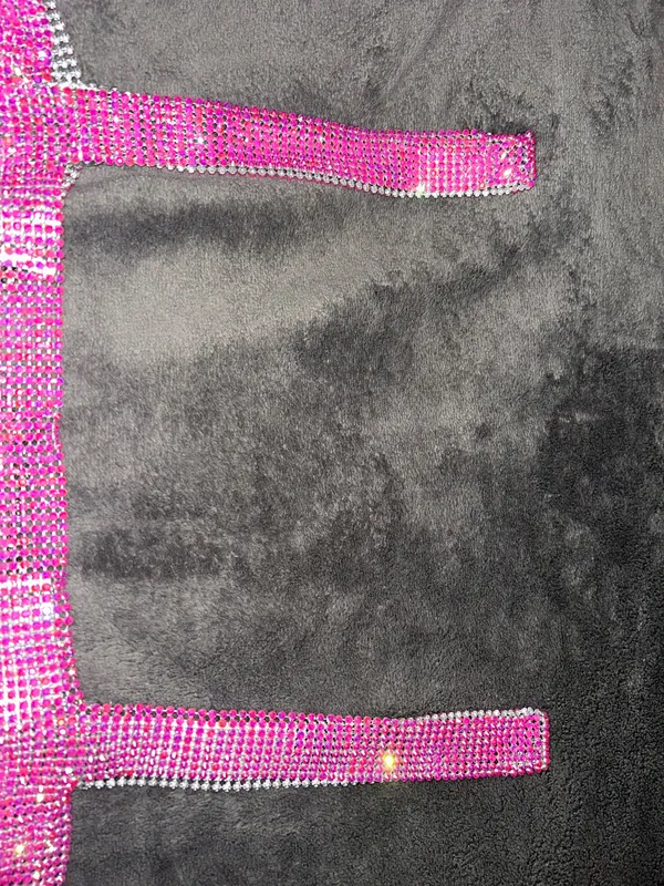 SheIn NWOT Rhinestone Detail Metallic Open Back Pink Top - Image 2