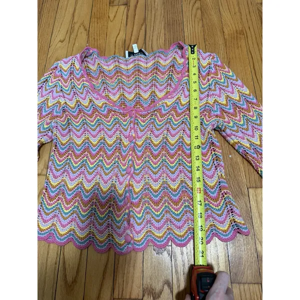 Derek Lam 10 Crosby Arya Scalloped Crochet Pink Cardigan Size Large - Image 6