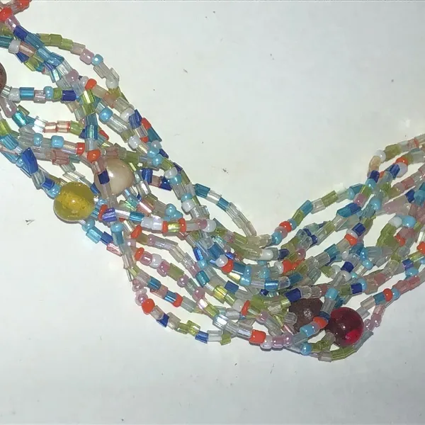 Multicolor Glass Beaded Boho Necklace Blue - Image 5