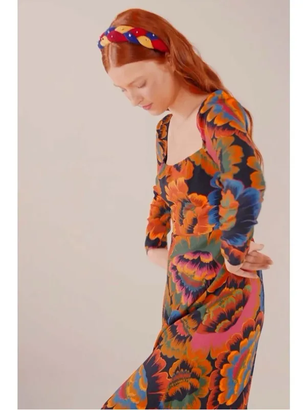 Farm Rio Colorful Flowers Midi Dress M - Image 4