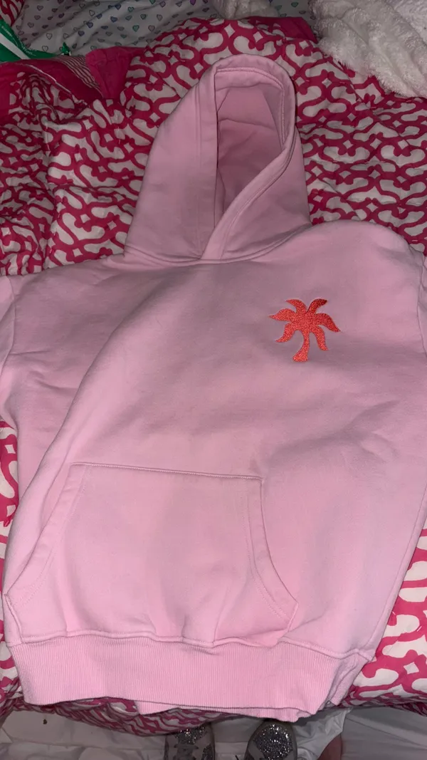 Pink Palm Puff Hoodie pink Everything Comes In Waves - Image 5
