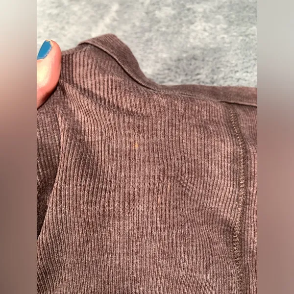 Aerie Brown Long Sleeve ribbed Henley Top medium - Image 14