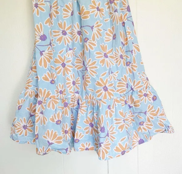 RSQ Blue Orange Daisy Floral Puff Sleeve Babydoll Dress XXS - Image 4