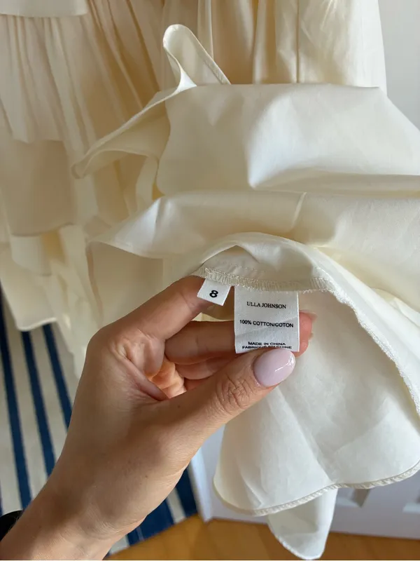 Ulla Johnson Gaelle Ivory White Blanc Tiered Asymmetrical Ruffle Midi Skirt - Image 8