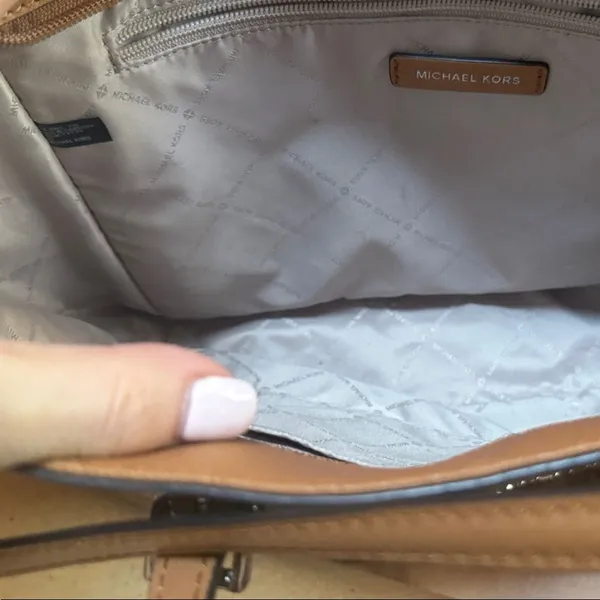 Michael Kors Signature Tote in Brown and Cream - Image 6