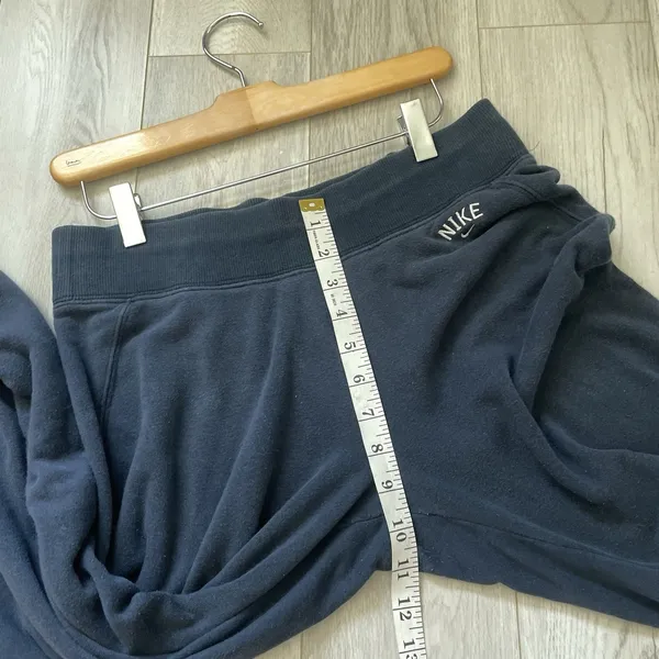 Vintage Nike Sweatpants low rise bootcut 31.5" womens Blue medium loungewear y2k - Image 8