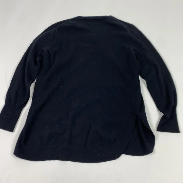 J Crew Sweater Womens Medium Black High Low Hem Side Slit Pullover Knit - Image 6