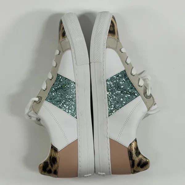 GUESS Size-11M Loven 3 Low Profile Sneaker White Ocean Leopard - Image 6