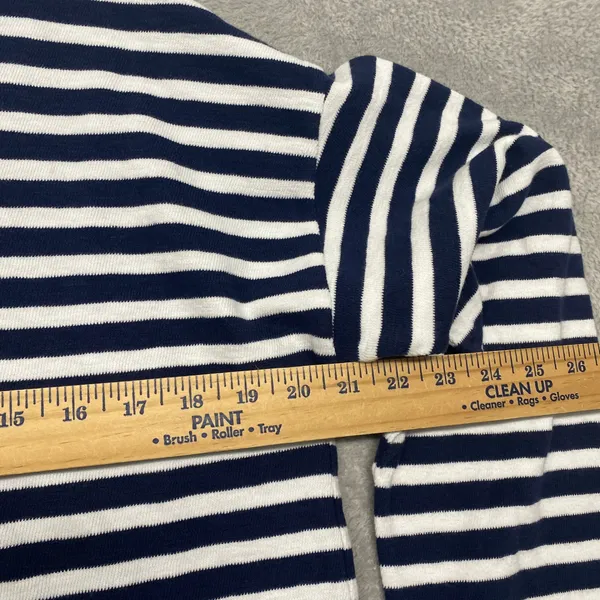 Madewell Top Womens Small‎ Blue White Lace Up Long-Sleeve Tee Stripe Navy NV911 - Image 6