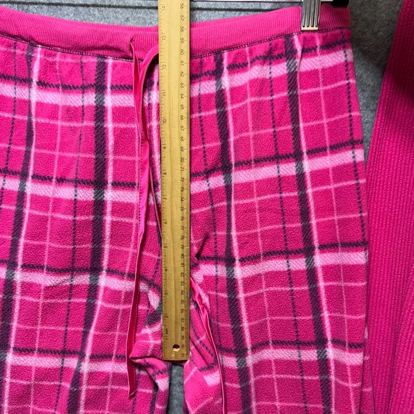 ZENista Pink Plaid Fleece Pajama Set Waffle Henley Top & Pants‎ L Long Sleeve - Image 5