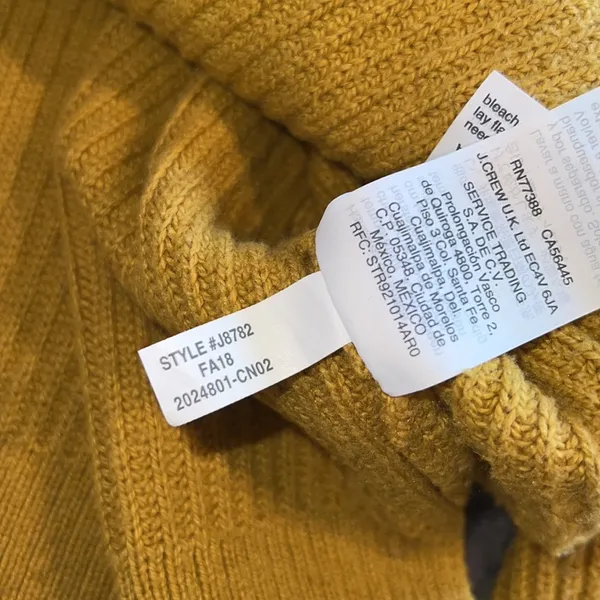 Madewell patch pocket pullover sweater mustard yellow small tight knit cotton S - Image 8