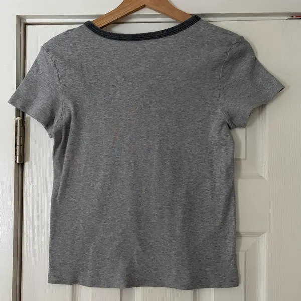 Brandy Melville Gray 14 Top with Blue Print One Size EUC‎ - Image 2