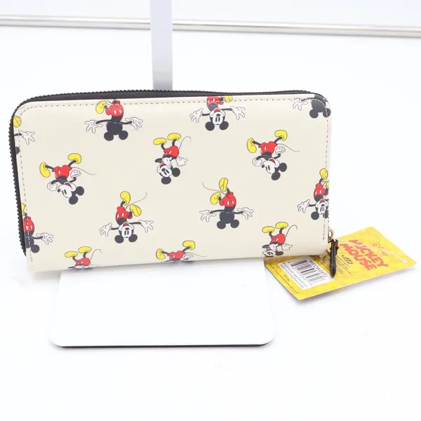 Disney Wallet Womens OS Zip Around Cream Mickey Mouse Print New - Image 2