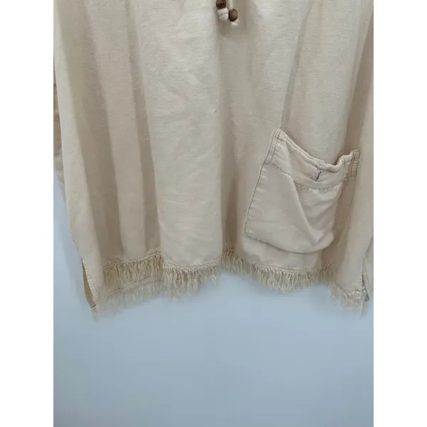Nubian Queen Tank Women 4X Cream Rayon Linen‎ Lagenlook Boho Fringe Pocket Shirt - Image 3