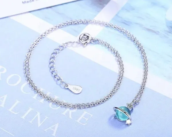 Mini Diamond Waterdrop Necklace Blue - Image 4
