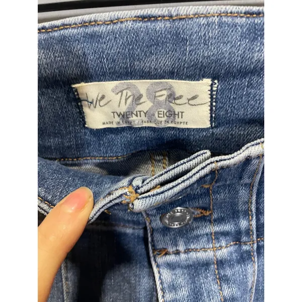 Free People We The Free Flare Jeans Womens 28 Blue High Rise Seamed Denim Boho Retro‎ - Image 3
