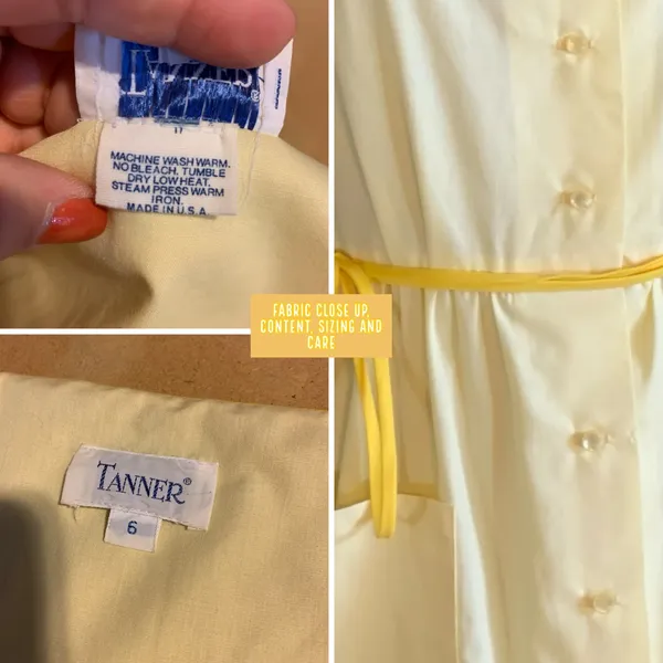 Vintage 1980'S Tanner Pale Yellow Sleeveless Shirt Dress With Belts (6) - Image 12
