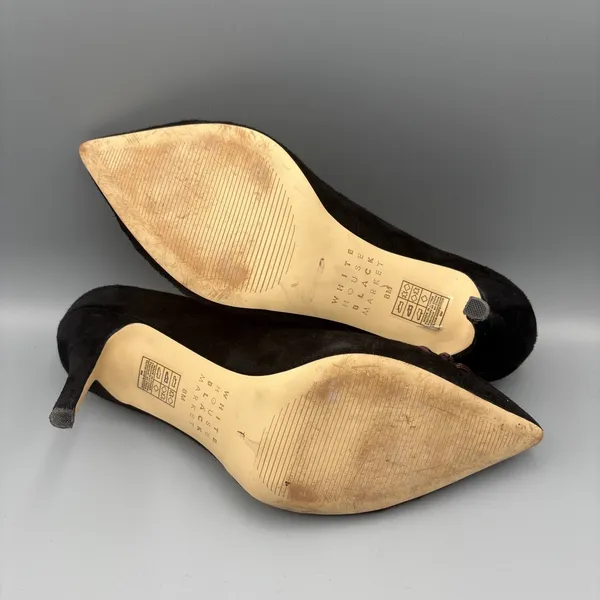 White House | Black Market High Heels Size 8 Black Suede Olivia Whipstitch Purple Braided Pumps Gothic - Image 10
